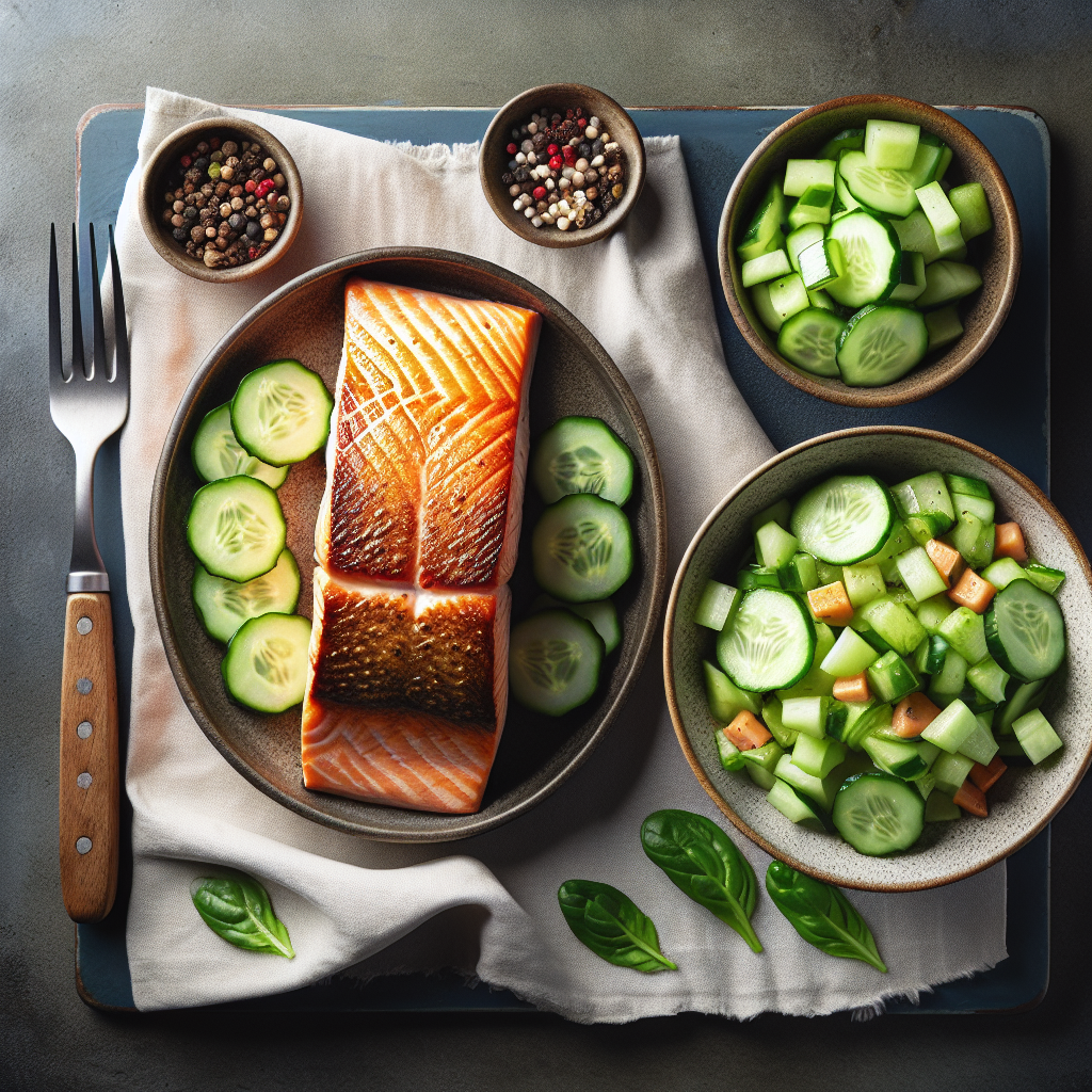 Pečeni losos sa salatom od krastavca