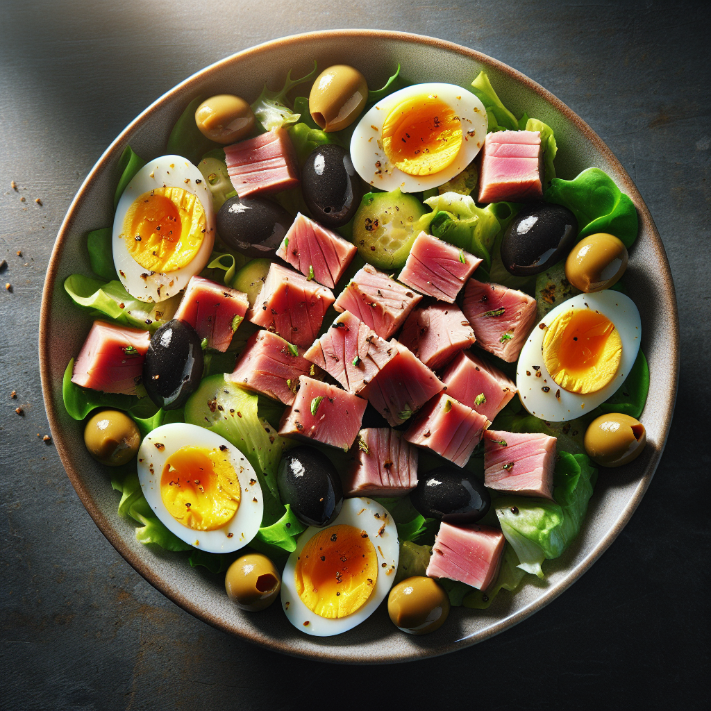 Salata sa tunom, jajetom i maslinama