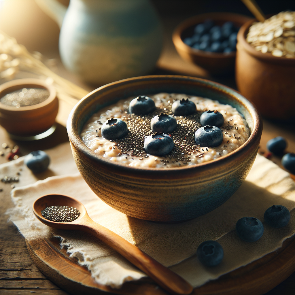 Veganska ovsena kaša sa chia sjemenkama i borovnicama